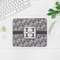 Red & Gray Polka Dots Rectangular Mouse Pad - LIFESTYLE 2