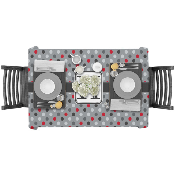 Red & Gray Polka Dots Rectangular Tablecloths - LIFESTYLE