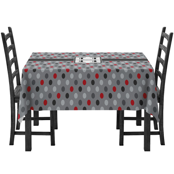 Custom Red & Gray Polka Dots Tablecloth (Personalized)
