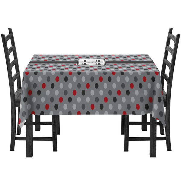 Red & Gray Polka Dots Rectangular Tablecloths - Side View