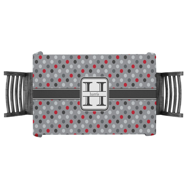Custom Red & Gray Polka Dots Tablecloth - 58"x58" (Personalized)