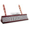 Red & Gray Polka Dots Red Mahogany Nameplates with Business Card Holder - Angle