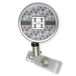 Red & Gray Polka Dots Retractable Badge Reel (Personalized)