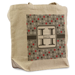 Red & Gray Polka Dots Reusable Cotton Grocery Bag (Personalized)