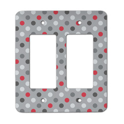 Red & Gray Polka Dots Rocker Style Light Switch Cover - Two Switch