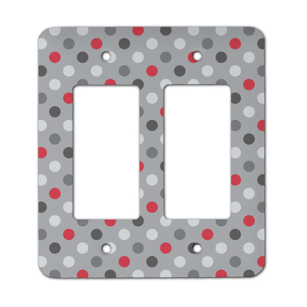 Custom Red & Gray Polka Dots Rocker Style Light Switch Cover - Two Switch