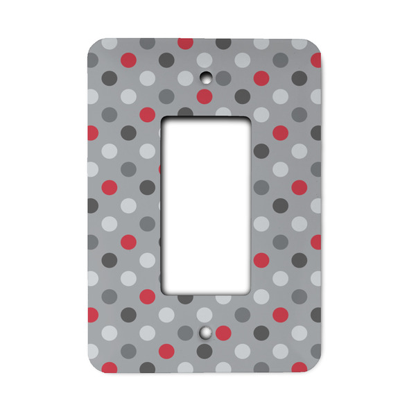 Custom Red & Gray Polka Dots Rocker Style Light Switch Cover - Single Switch