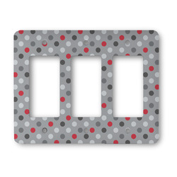 Red & Gray Polka Dots Rocker Style Light Switch Cover - Three Switch