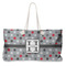 Red & Gray Polka Dots Large Rope Tote Bag - Front View