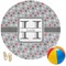 Red & Gray Polka Dots Round Beach Towel (Personalized)