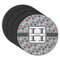 Red & Gray Polka Dots Round Rubber Backed Coasters - Set of 4 (Personalized)