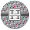 Red & Gray Polka Dots Round Rubber Backed Coaster (Personalized)