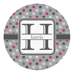 Red & Gray Polka Dots Round Decal - XLarge (Personalized)