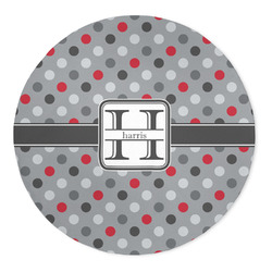 Red & Gray Polka Dots 5' Round Indoor Area Rug (Personalized)