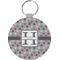 Red & Gray Polka Dots Round Keychain (Personalized)