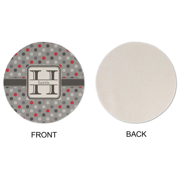 Red & Gray Polka Dots Round Linen Placemats - APPROVAL (single sided)