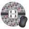 Red & Gray Polka Dots Round Mouse Pad