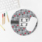 Red & Gray Polka Dots Round Mousepad - LIFESTYLE 2