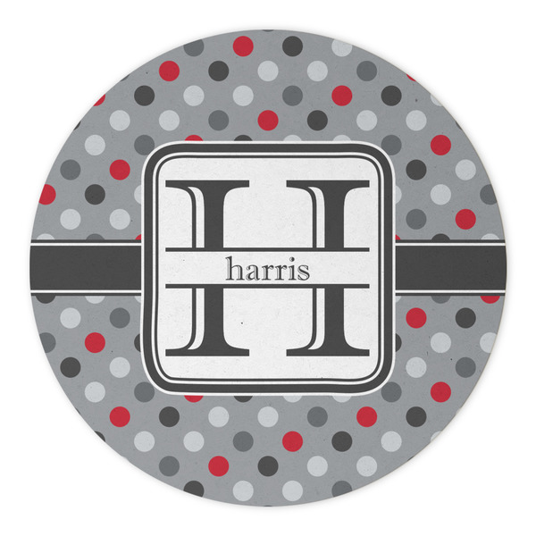 Red & Gray Polka Dots Round Paper Coaster - Approval