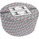 Red & Gray Polka Dots Round Pouf Ottoman (Personalized)