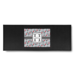 Red & Gray Polka Dots Rubber Bar Mat (Personalized)