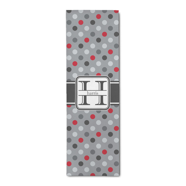 Custom Red & Gray Polka Dots Runner Rug - 2.5'x8' w/ Name and Initial