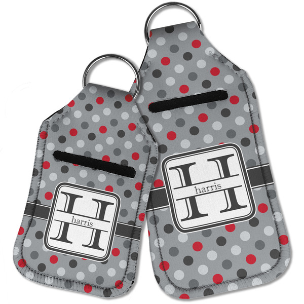Red & Gray Polka Dots Sanitizer Holder Keychain - Parent Main