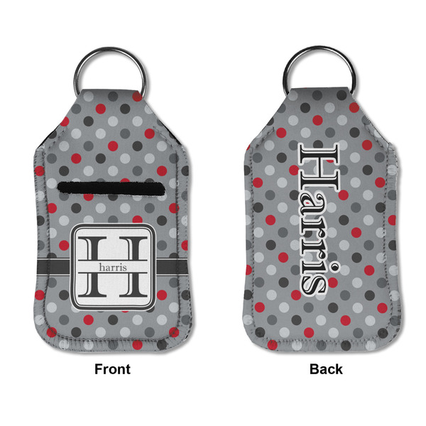 Red & Gray Polka Dots Sanitizer Holder Keychain - Small APPROVAL (Flat)