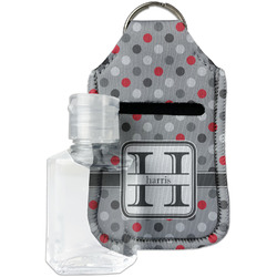 Red & Gray Polka Dots Hand Sanitizer & Keychain Holder - Small (Personalized)