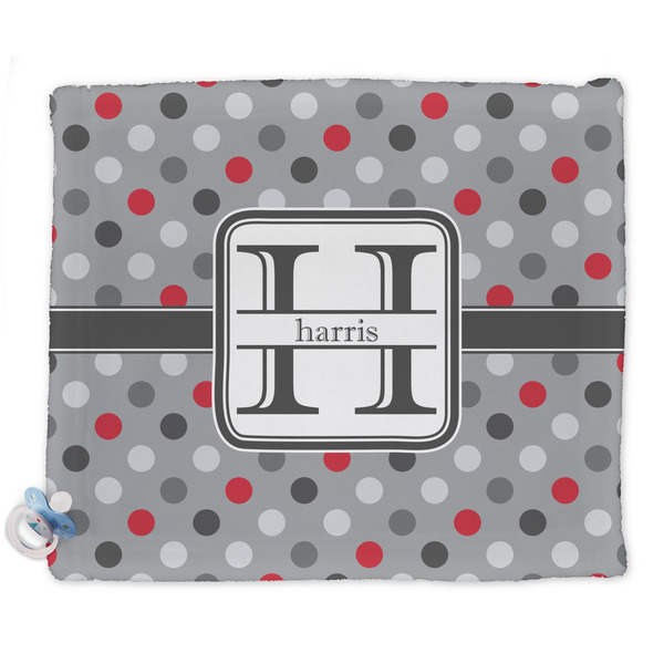Custom Red & Gray Polka Dots Security Blanket (Personalized)