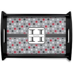 Red & Gray Polka Dots Wooden Tray (Personalized)