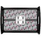 Red & Gray Polka Dots Black Wooden Tray - Small (Personalized)