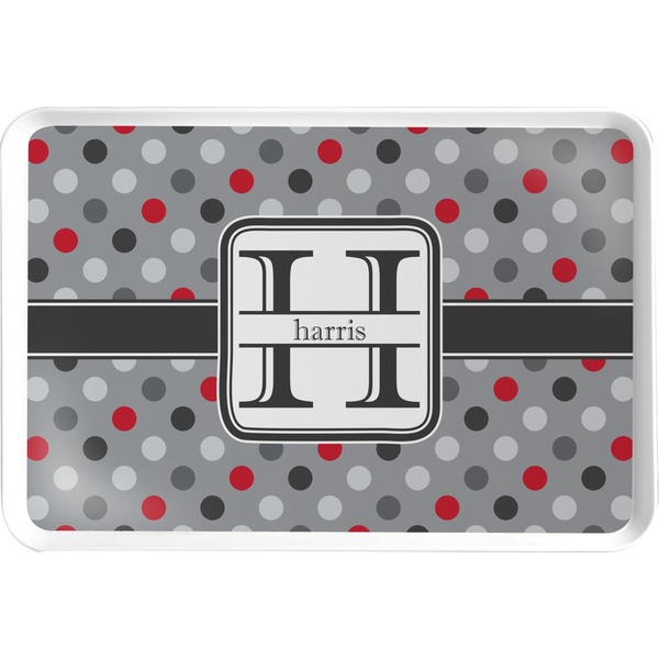 Custom Red & Gray Polka Dots Serving Tray (Personalized)