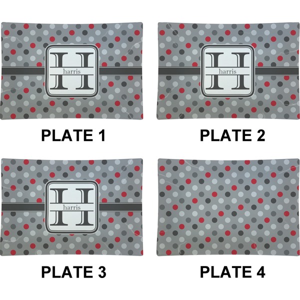 Red & Gray Polka Dots Set of Rectangular Appetizer / Dessert Plates (Approval)
