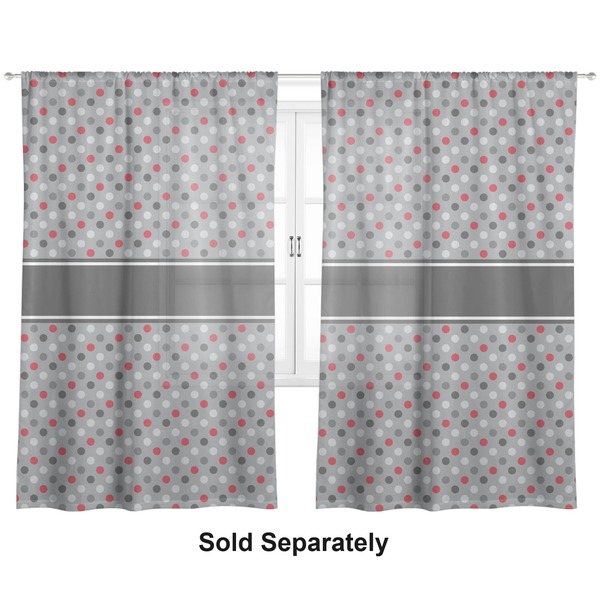 Red & Gray Polka Dots Sheer Curtains