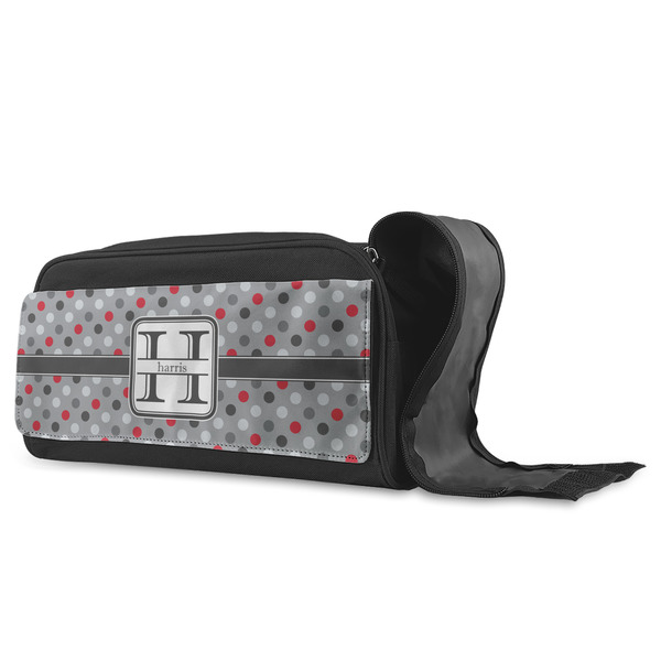 Red & Gray Polka Dots Shoe Bags - ANGLE (Open)