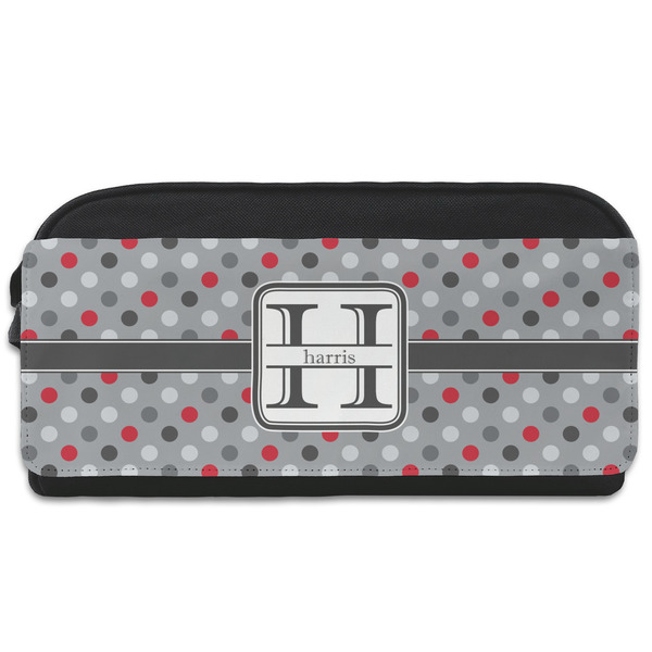 Custom Red & Gray Polka Dots Shoe Bag (Personalized)