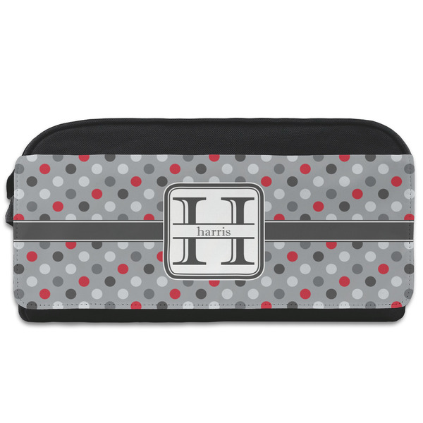 Custom Red & Gray Polka Dots Shoe Bag (Personalized)