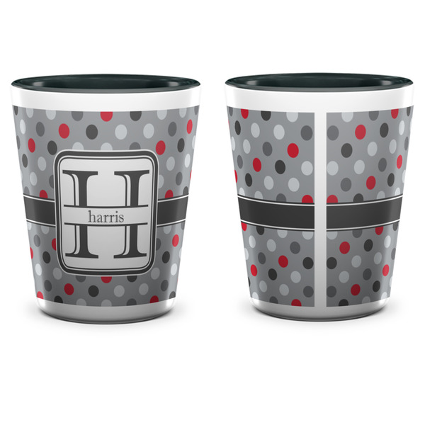 Red & Gray Polka Dots Shot Glass - Two Tone - APPROVAL