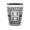 Red & Gray Polka Dots Ceramic Shot Glass - 1.5 oz - Two Tone - Single (Personalized)