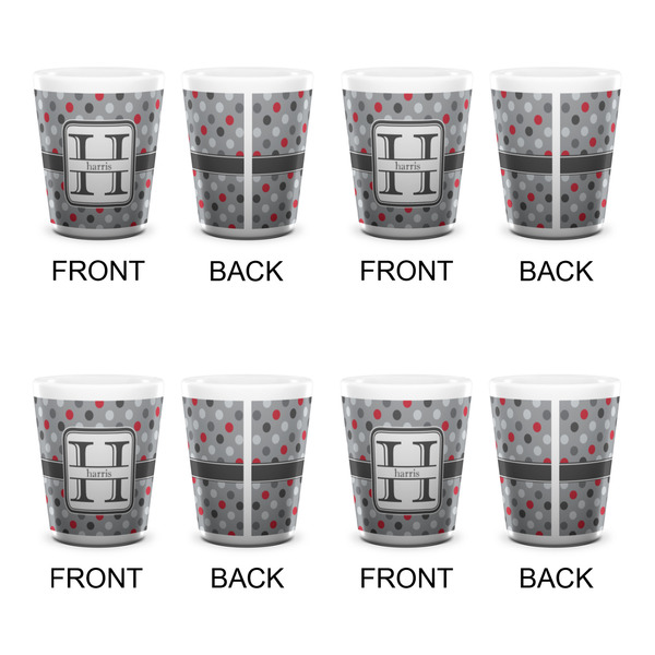 Red & Gray Polka Dots Shot Glass - White - Set of 4 - APPROVAL