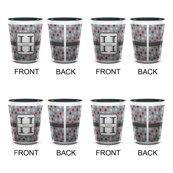 Red & Gray Polka Dots Shot Glassess - Two Tone - Set of 4 - APPROVAL