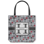 Red & Gray Polka Dots Canvas Tote Bag (Personalized)
