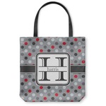 Red & Gray Polka Dots Canvas Tote Bag - Small - 13"x13" (Personalized)
