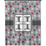 Red & Gray Polka Dots Extra Long Shower Curtain - 70"x84" (Personalized)