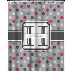 Red & Gray Polka Dots Extra Long Shower Curtain - 70"x84" (Personalized)