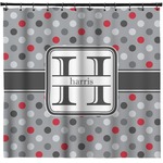 Red & Gray Polka Dots Shower Curtain - Custom Size (Personalized)