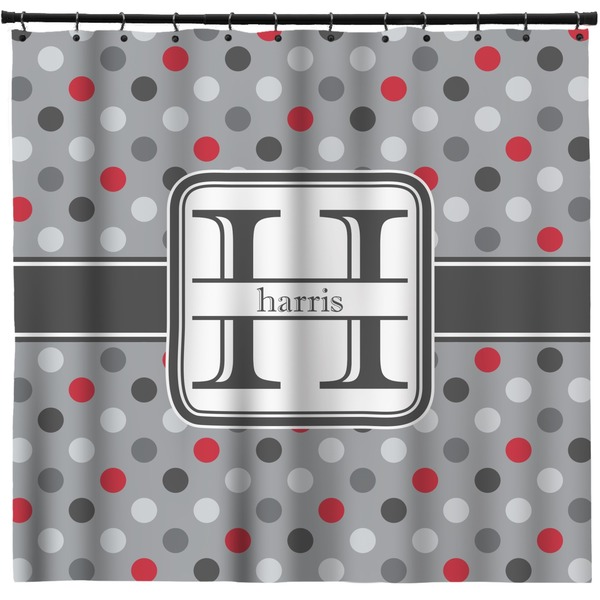 Custom Red & Gray Polka Dots Shower Curtain - Custom Size (Personalized)