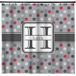 Red & Gray Polka Dots Shower Curtain (Personalized)