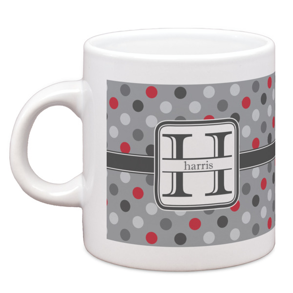 Custom Red & Gray Polka Dots Espresso Cup (Personalized)